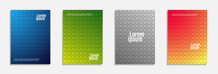 Colorful and modern cover design. Set of geometric pattern background