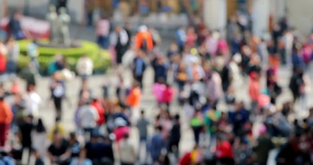 Blur of city with crowded of people in the street