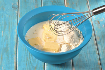 Mix ingredients for cookies with whisk