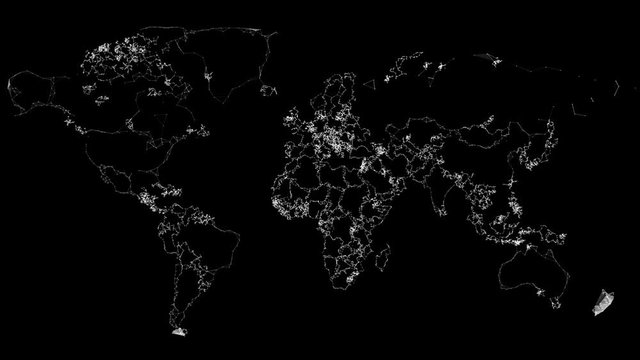 Map of the world made up of white microparticles HD