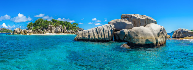 Seychelles island panoramic near to Praslin island