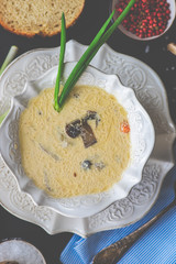 Mushroom soup with cream sour
