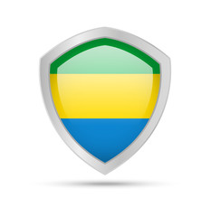 Shield with Gabon flag on white background.