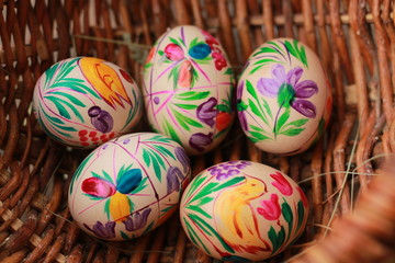 Fototapeta na wymiar handmade painted easter eggs