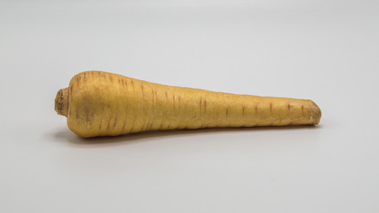 one ripe tuberous parsnip isolated on white