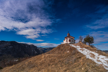 Chapel in the winter mountain