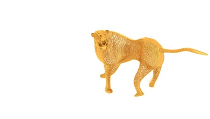 3d rendering of a wired object in yellow on isolated on white background