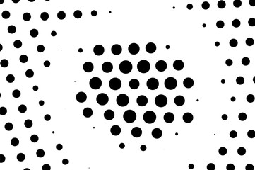 Black on white rough halftone texture. Oversized dotted ornament. Contrast dotwork surface for vintage effect.