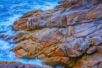 france; brittany; Quiberon :  cliffs and waves