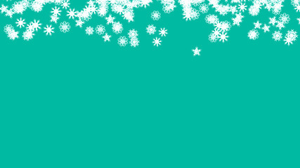 Abstract background with a variety of colorful snowflakes. Big and small.