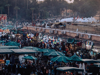View of the traditional market of Marrakech