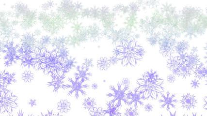 Abstract background with a variety of colorful snowflakes. Big and small.