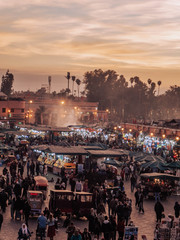 Fototapeta na wymiar View of the traditional market of Marrakech