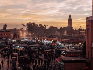 View of the traditional market of Marrakech