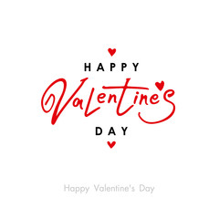 Fototapeta na wymiar Happy Valentines Day. Valentines Day greeting card template with typography red and black text happy valentine`s day and red hearts. Vector illustration