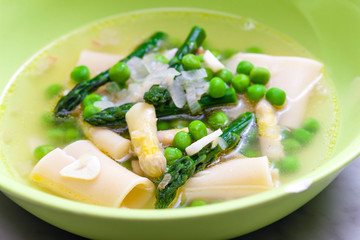 soup with pasta and asparagus