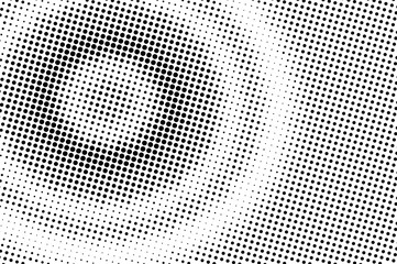 Black on white halftone vector texture. Digital optical illusion. Rough dotwork gradient for vintage effect.