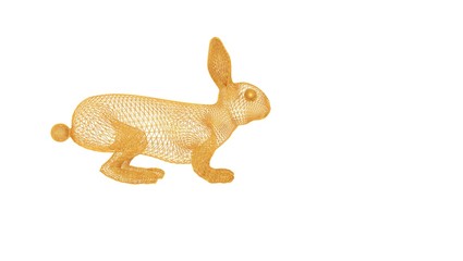 3d rendering of a wired object in yellow on isolated on white background