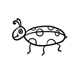 Cartoon doodle linear bug isolated on white background. Vector illustration.  