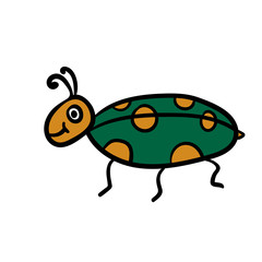 Cartoon doodle linear bug isolated on white background. Vector illustration.  