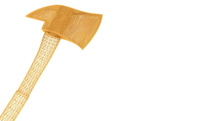 3d rendering of a wired object in yellow on isolated on white background