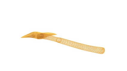 3d rendering of a wired object in yellow on isolated on white background