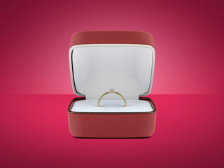 Wedding ring in a beautiful gift box. 3d render, 3D image, 3D model
