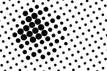 Black on white abstract halftone texture. Oversized dotted ornament. Contrast dotwork surface for vintage effect