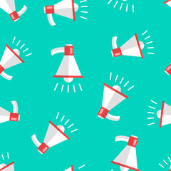 Megaphone speaker icon seamless pattern background. Bullhorn audio announcement vector illustration. Megaphone broadcasting symbol pattern.