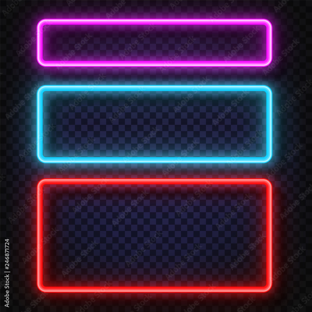 Canvas Prints neon light banners set. vector neon light frame sign. realistic glowing neon frames isolated on tran