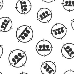 Target audience icon seamless pattern background. Focus on people vector illustration. Human resources symbol pattern.