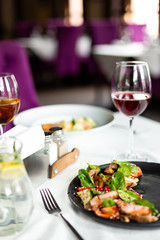 Warm salad with veal