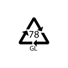 78 GL mark - silver plated glass. Glass recycling sign