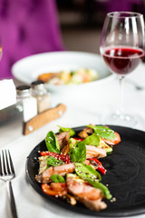Warm salad with veal
