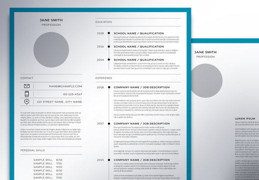 Resume Layout with Blue Border