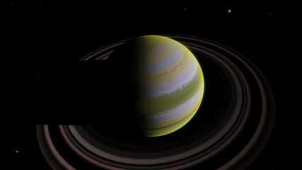 Green exoplanet with rings gas giant Saturn planet 3D illustration (Elements of this image furnished by NASA)