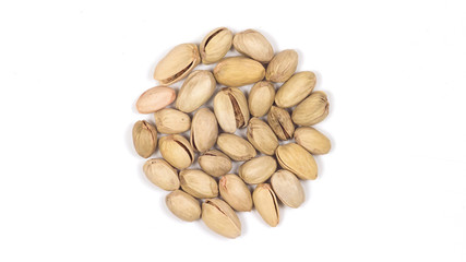 Pistachios on a white background. Nuts