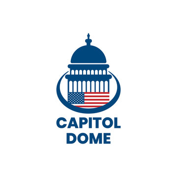 Capitol dome with american flag logo design inspiration