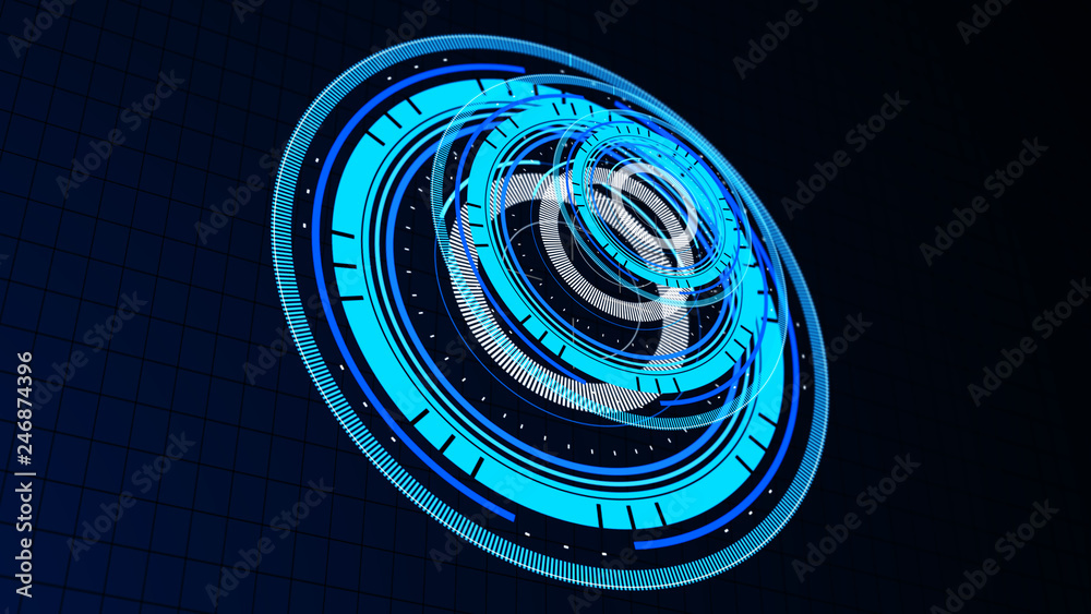 Wall mural abstract surround radar interface on mesh base.futuristic hud radar display. elements of digital dat