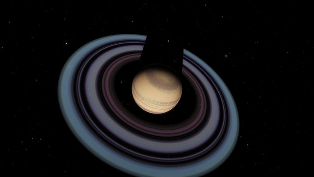 Exoplanet with rings gas giant Saturn planet (Elements of this image furnished by NASA)