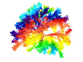 3d rendering of a rainbow colorful tree isolated on white background