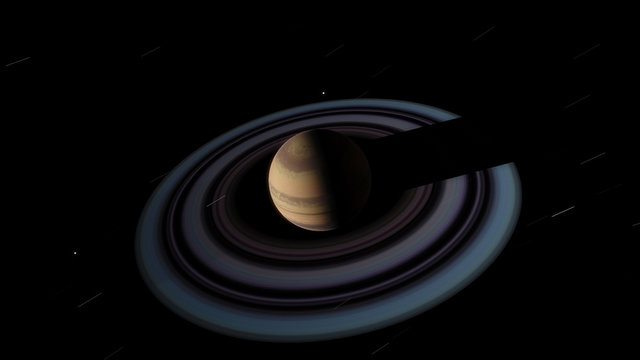 Exoplanet with rings gas giant Saturn planet (Elements of this image furnished by NASA)