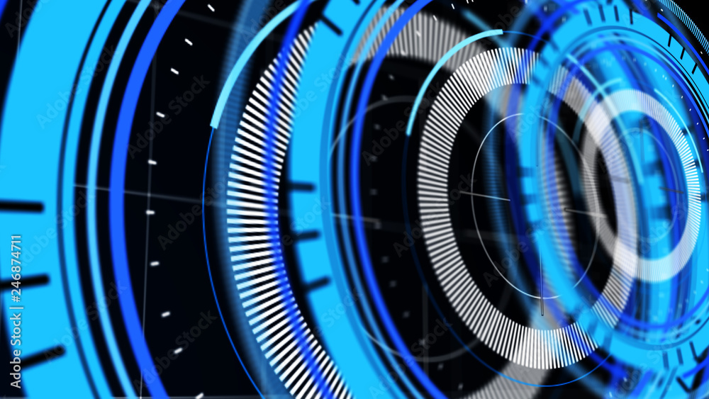 Wall mural abstract surround radar interface on mesh base.futuristic hud radar display. elements of digital dat