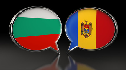 Obraz premium Bulgaria and Moldova flags with Speech Bubbles. 3D illustration
