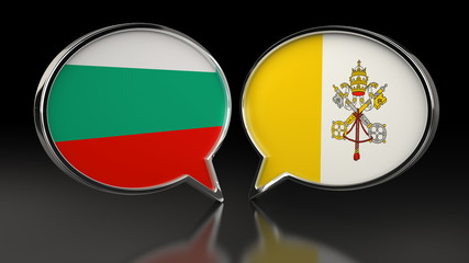 Bulgaria and Vatican City flags with Speech Bubbles. 3D illustration