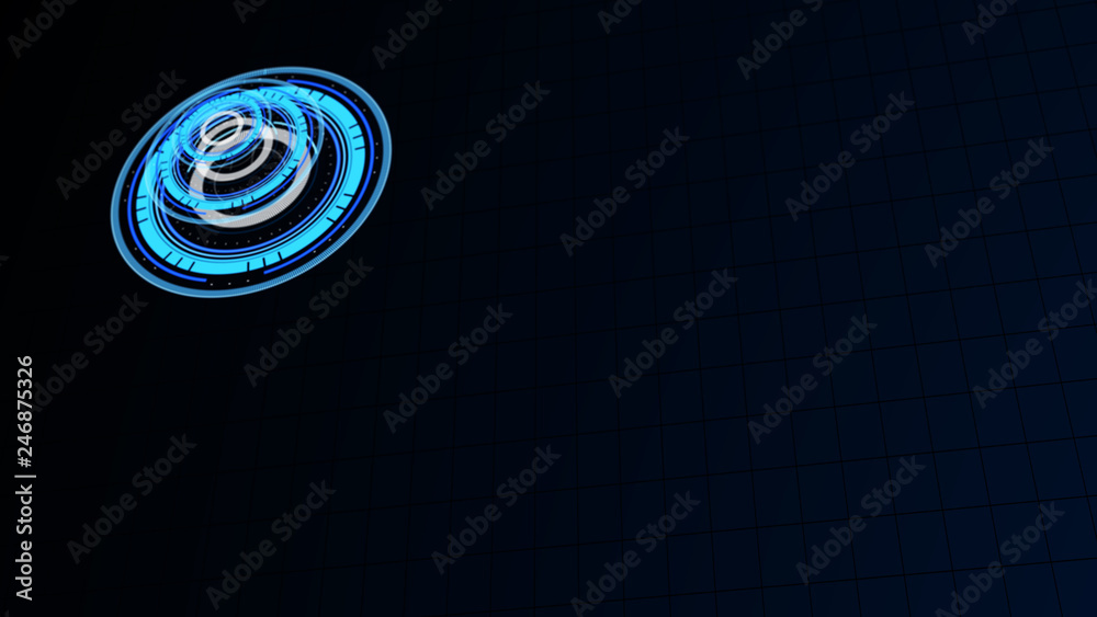 Wall mural abstract surround radar interface on mesh base.futuristic hud radar display. elements of digital dat