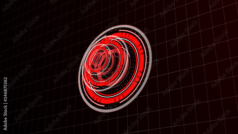 Wall mural abstract surround radar interface on mesh base.futuristic hud radar display. elements of digital dat