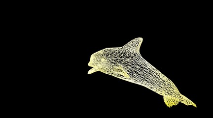 3d rendering of an animal wireframe isolated on a black background