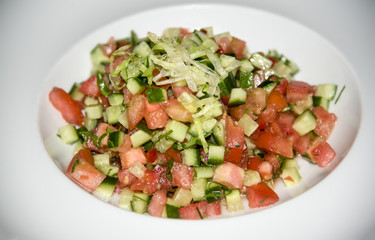 Finely chopped vegetables from the market, olive oil and lemon .