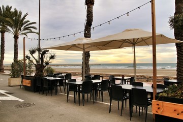 Restaurant with terrace on Santa Pola beach